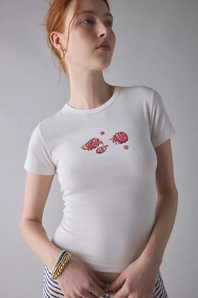 Urban Outfitters Fish Friends Graphic Baby Tee In White, Women's At
