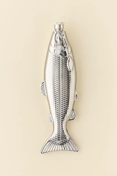 Urban Outfitters Fish Shaped Stainless Steel Flask In Silver At