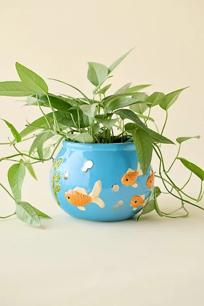 Urban Outfitters Fishbowl Ceramic Planter In Blue At