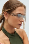 Urban Outfitters Flame Shield Readers In Silver, Women's At  In Silver