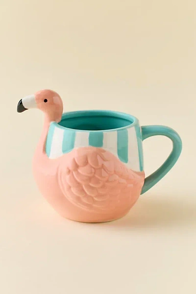 Urban Outfitters Flamingo Striped Ceramic Mug In Pink At