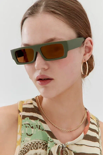 Urban Outfitters Flat-top Sunglasses In Olive, Women's At  In Green