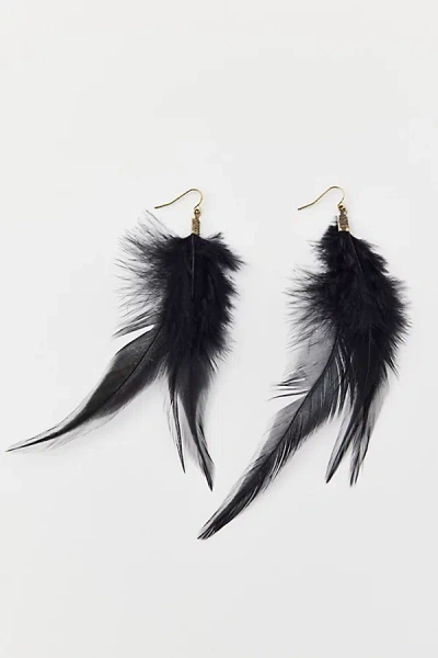 Urban Outfitters Floaty Feather Earring In Black, Women's At