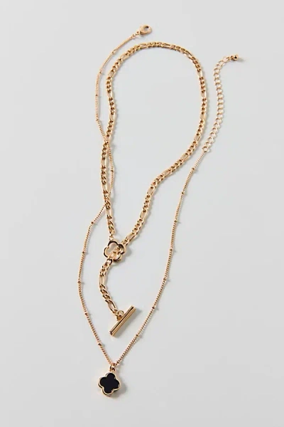 Urban Outfitters Flora Layering Necklaces Set In Gold, Women's At