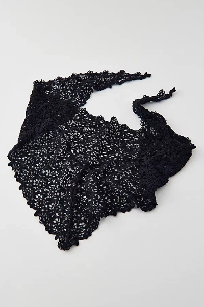 Urban Outfitters Floral Crochet Headscarf In Black, Women's At