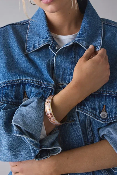Urban Outfitters Floral Enamel Bangle Bracelet In Pink, Women's At