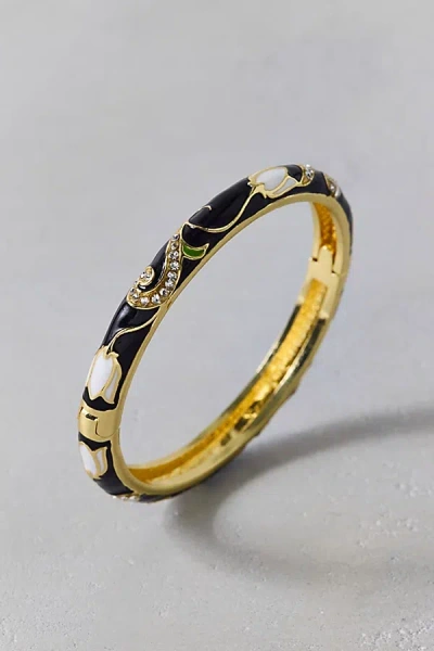 Urban Outfitters Floral Enameled Bangle Bracelet In Black, Women's At  In Multi