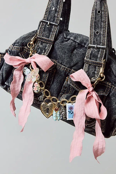 Urban Outfitters Floral Fantasy Bow Charm Bag Chain In Pink, Women's At
