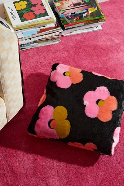 Urban Outfitters Floral Faux Fur Throw Pillow In Assorted