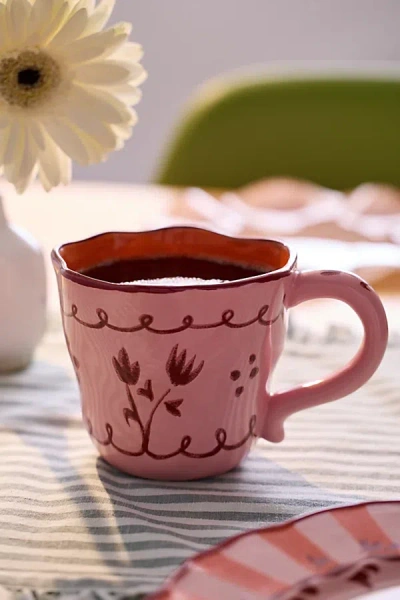 Urban Outfitters Floral Handmade Ceramic Mug In Pink At