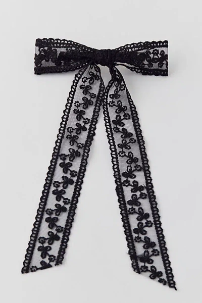 Urban Outfitters Floral Lace Hair Bow Barrette In Black, Women's At
