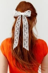 Urban Outfitters Floral Lace Hair Bow Barrette In White, Women's At