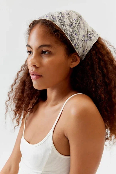 Urban Outfitters Floral Lace Headscarf In Mulberry/white Floral, Women's At