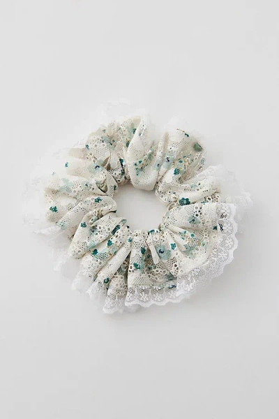 Urban Outfitters Floral Lace Scrunchie In Light Green, Women's At  In White