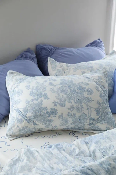 Urban Outfitters Floral Rita Ruffle Sham Set In Blue Toile At