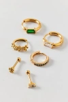 Urban Outfitters Floral Stainless Steel Earring Stack Set In Gold, Women's At  In Gold