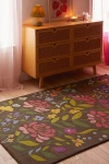Urban Outfitters Floral Tufted Wool Rug In Brown At