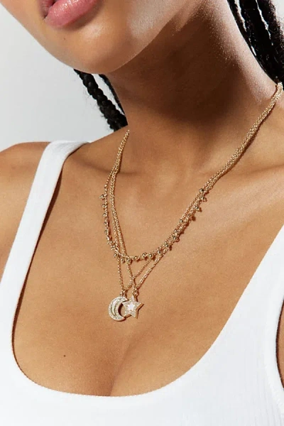 Urban Outfitters Florence Celestial Layered Necklace In Gold, Women's At