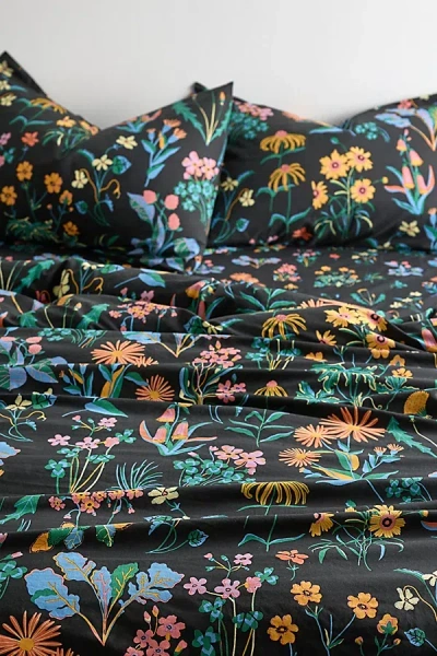 Urban Outfitters Flori Wildflower Floral Duvet Set In Black At