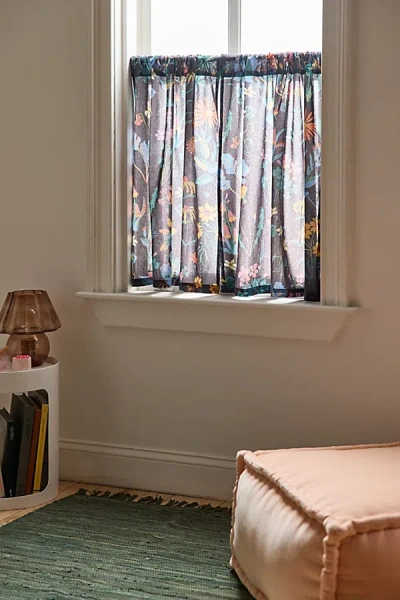 Urban Outfitters Flori Wildflower Pattern Café Curtain Set In Carbon At