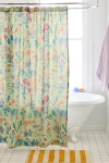 Urban Outfitters Flori Wildflower Patterned Shower Curtain In Green At