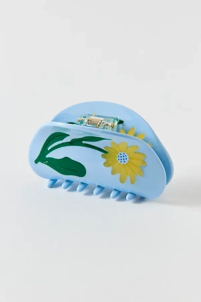 Urban Outfitters Flower Inset Claw Clip In Blue, Women's At