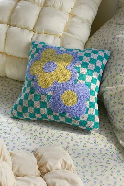 Urban Outfitters Flower Power Knit Throw Pillow In Jade At  In Green