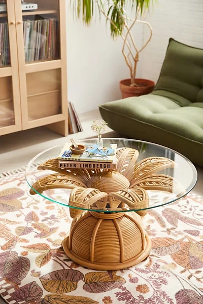 Urban Outfitters Flower Rattan Coffee Table In Natural At  In Neutral