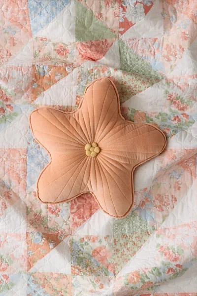 Urban Outfitters Flower Shaped Velvet Throw Pillow In Golden Hour At  In Brown