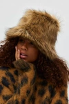 Urban Outfitters Fluffy Faux Fur Bucket Hat In Brown, Women's At