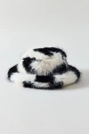 Urban Outfitters Fluffy Faux Fur Bucket Hat In Cow Print, Women's At  In White