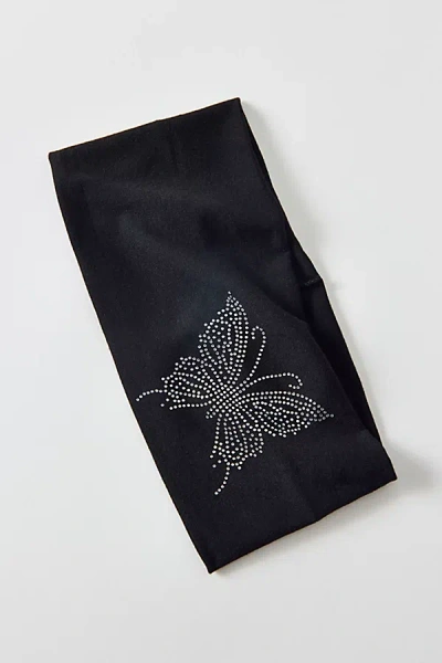 Urban Outfitters Flutter Flora Rhinestone Wide Knit Headband In Black, Women's At  In Pattern