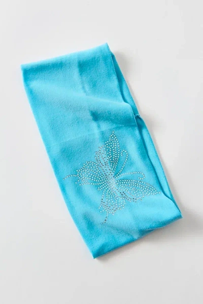 Urban Outfitters Flutter Flora Rhinestone Wide Knit Headband In Blue, Women's At  In Pink