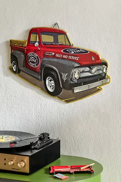 Urban Outfitters Ford Truck Embossed Tin Wall Sign In Red At