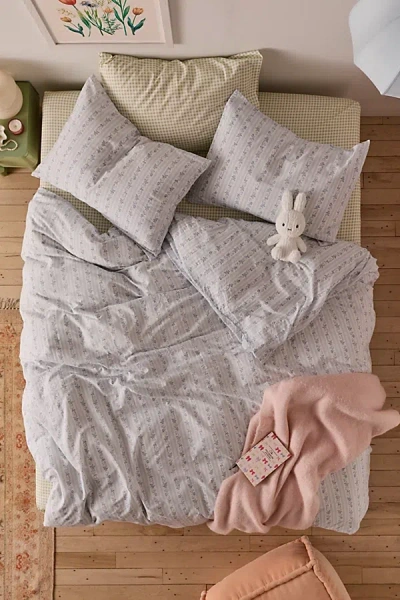 Urban Outfitters Francis Floral Stripe Duvet Cover Set In Blue At  In Gray
