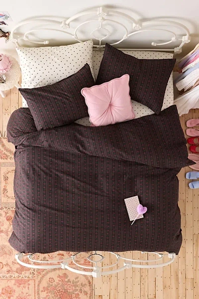 Urban Outfitters Francis Floral Stripe Duvet Cover Set In Charcoal At  In Brown