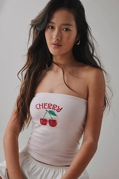 Urban Outfitters Freshly Picked Fruit Graphic Cropped Tube Top In Cherry, Women's At