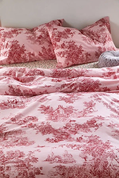 Urban Outfitters Frog Toile Duvet Set In Red At  In Green