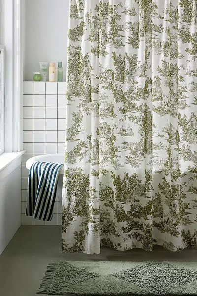 Urban Outfitters Frog Toile Shower Curtain In Green At