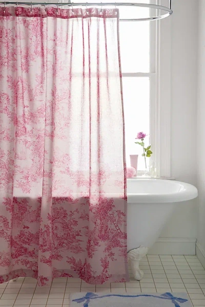 Urban Outfitters Frog Toile Shower Curtain In Pink At