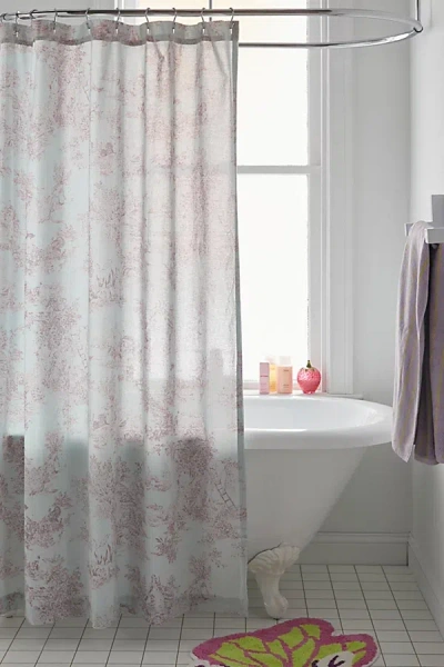 Urban Outfitters Frog Toile Shower Curtain In Soft Blue At
