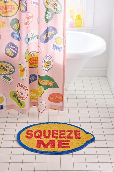 Urban Outfitters Fruit Sticker Shaped Tufted Bath Mat In Yellow At
