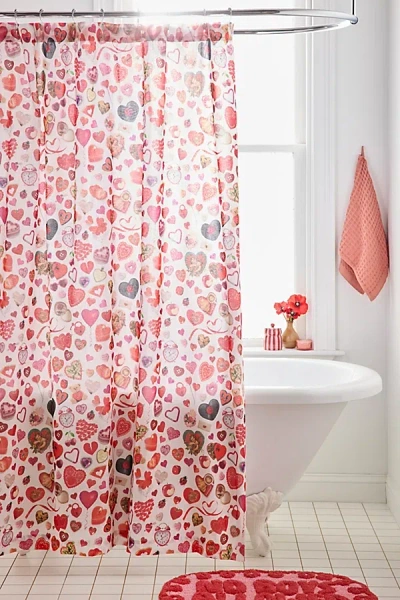 Urban Outfitters Galentine's Collage Patterned Shower Curtain In Red At