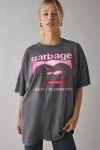 Urban Outfitters Garbage Band Paranoid Graphic T-shirt Dress In Charcoal, Women's At  In Gray