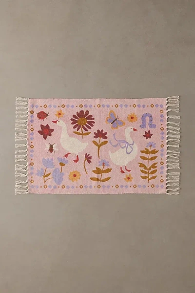 Urban Outfitters Garden Of Geese Icon Printed Rug In Pink At