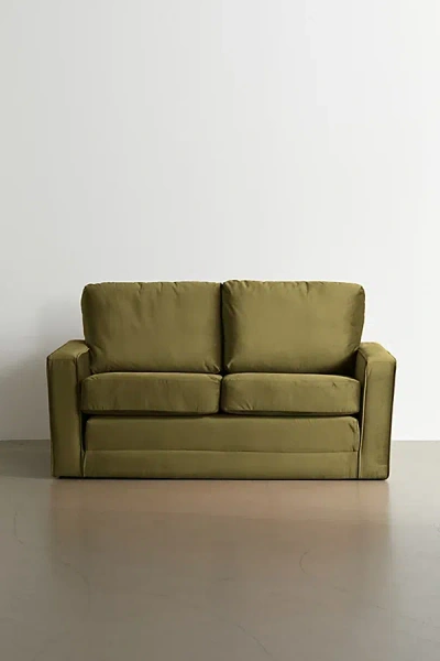 Urban Outfitters Gavin Upholstered Velvet 2-seater Sleeper Sofa In Green At