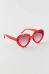 URBAN OUTFITTERS GEM HEART-SHAPED SUNGLASSES IN MATTE RED, WOMEN'S AT URBAN OUTFITTERS
