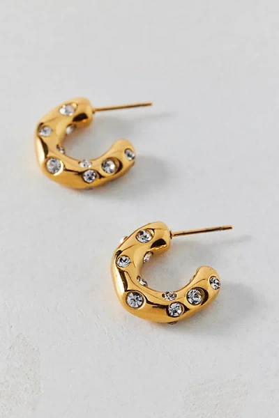 Urban Outfitters Gem Inset Stainless Steel Hoop Earring In Gold, Women's At