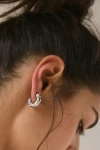 Urban Outfitters Gem Inset Stainless Steel Hoop Earring In Silver, Women's At