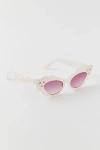 URBAN OUTFITTERS GEM SCALLOPED CAT-EYE SUNGLASSES IN PEARL, WOMEN'S AT URBAN OUTFITTERS